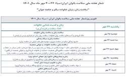 تقویم روزشمار  هفته ملی سلامت بانوان ایران ( سبا) سال 1401